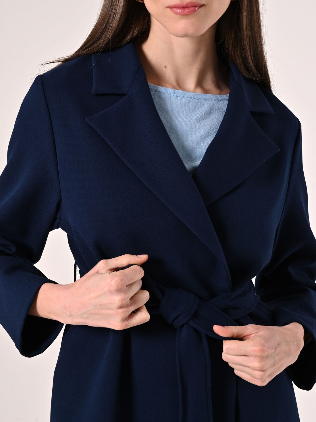 Cappotto Blu in Doppio Crepe