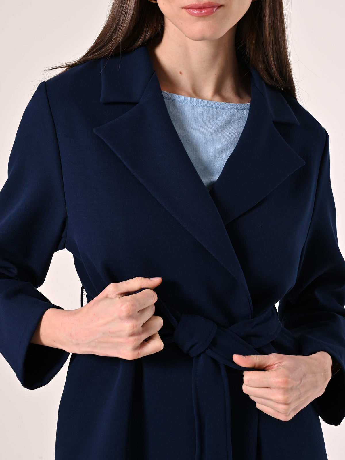 Cappotto Blu in Doppio Crepe