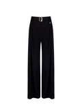 Pantaloni Neri con Cintura Fibbia Gold