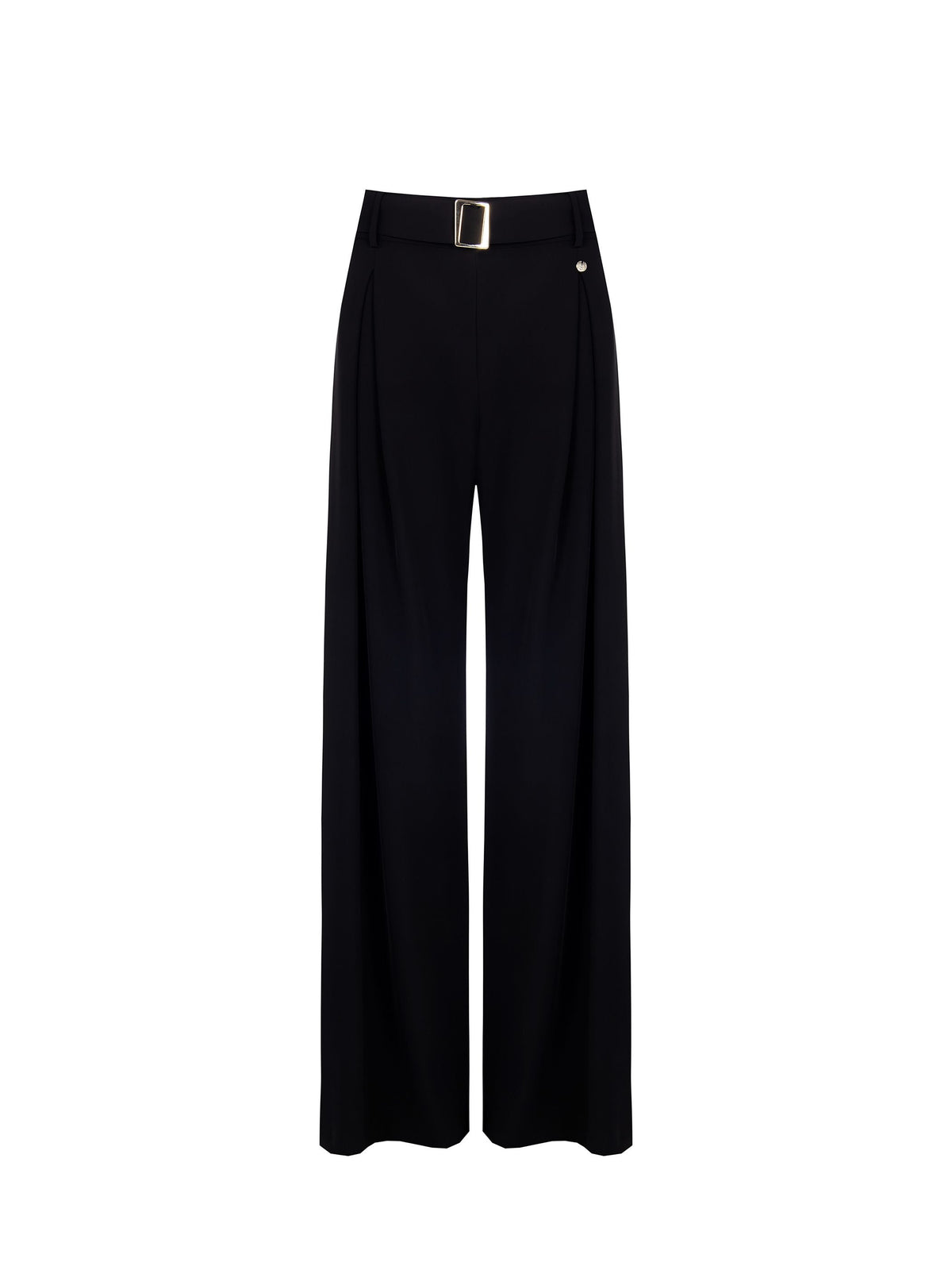 Pantaloni Neri con Cintura Fibbia Gold