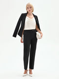 Pantalone slim nero scuro a vita alta