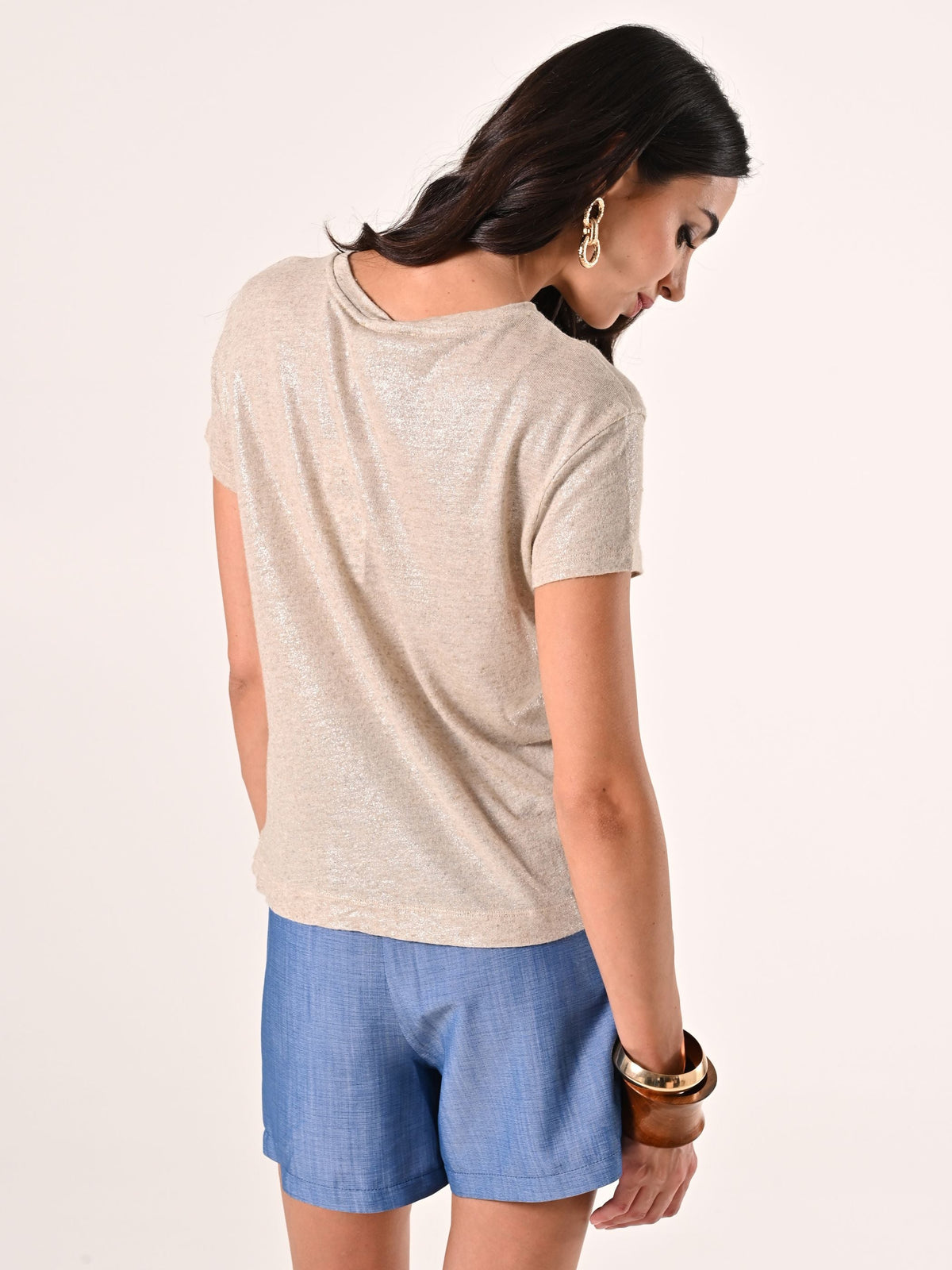 T-Shirt Lino Viscosa color Sabbia