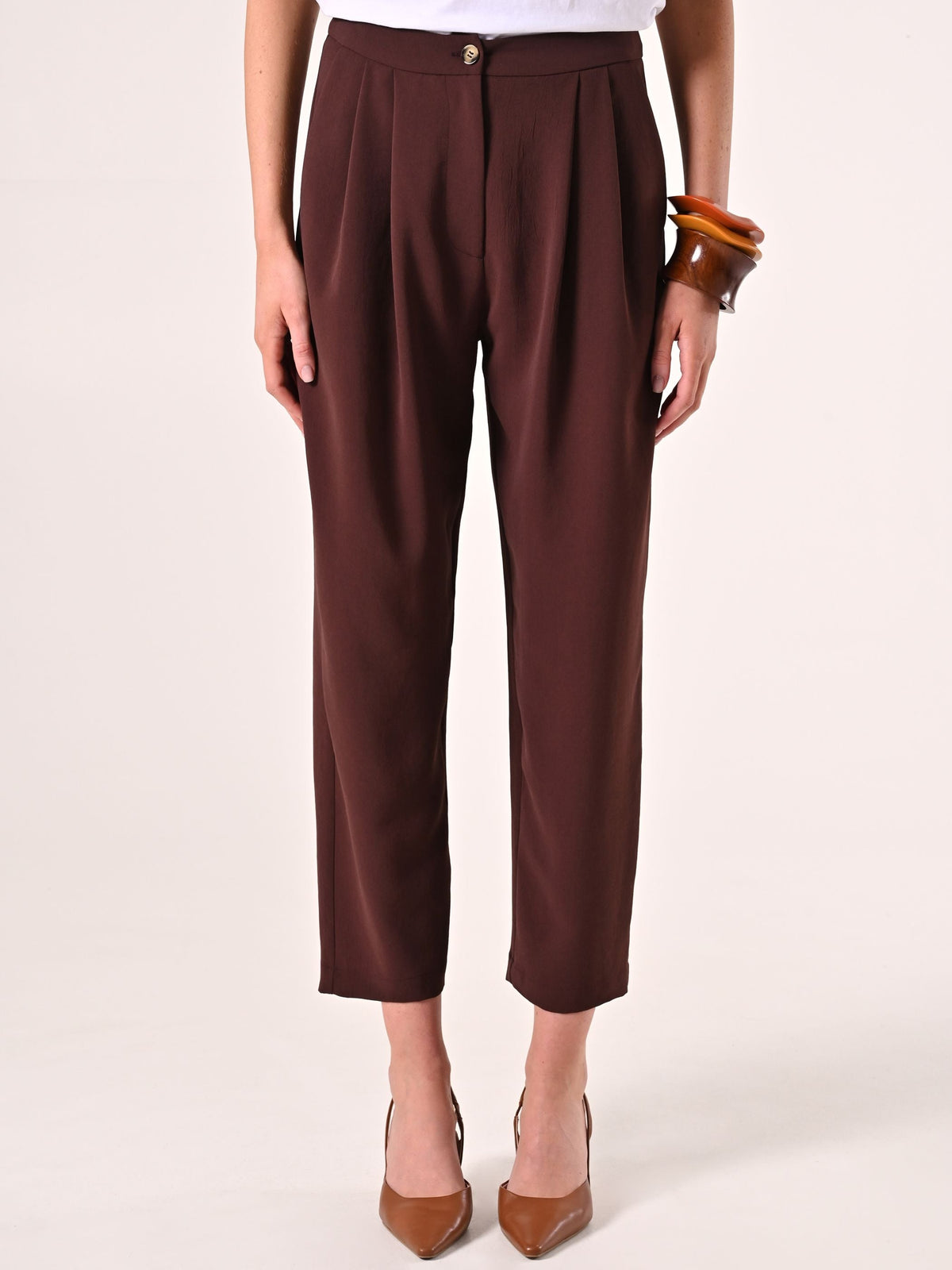 Pantaloni effetto Goffrato Marrone Cioccolato