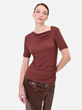 T-shirt asimmetrica moro con drappeggio