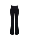 Pantalone Palazzo Vita Alta Nero con Bottoni