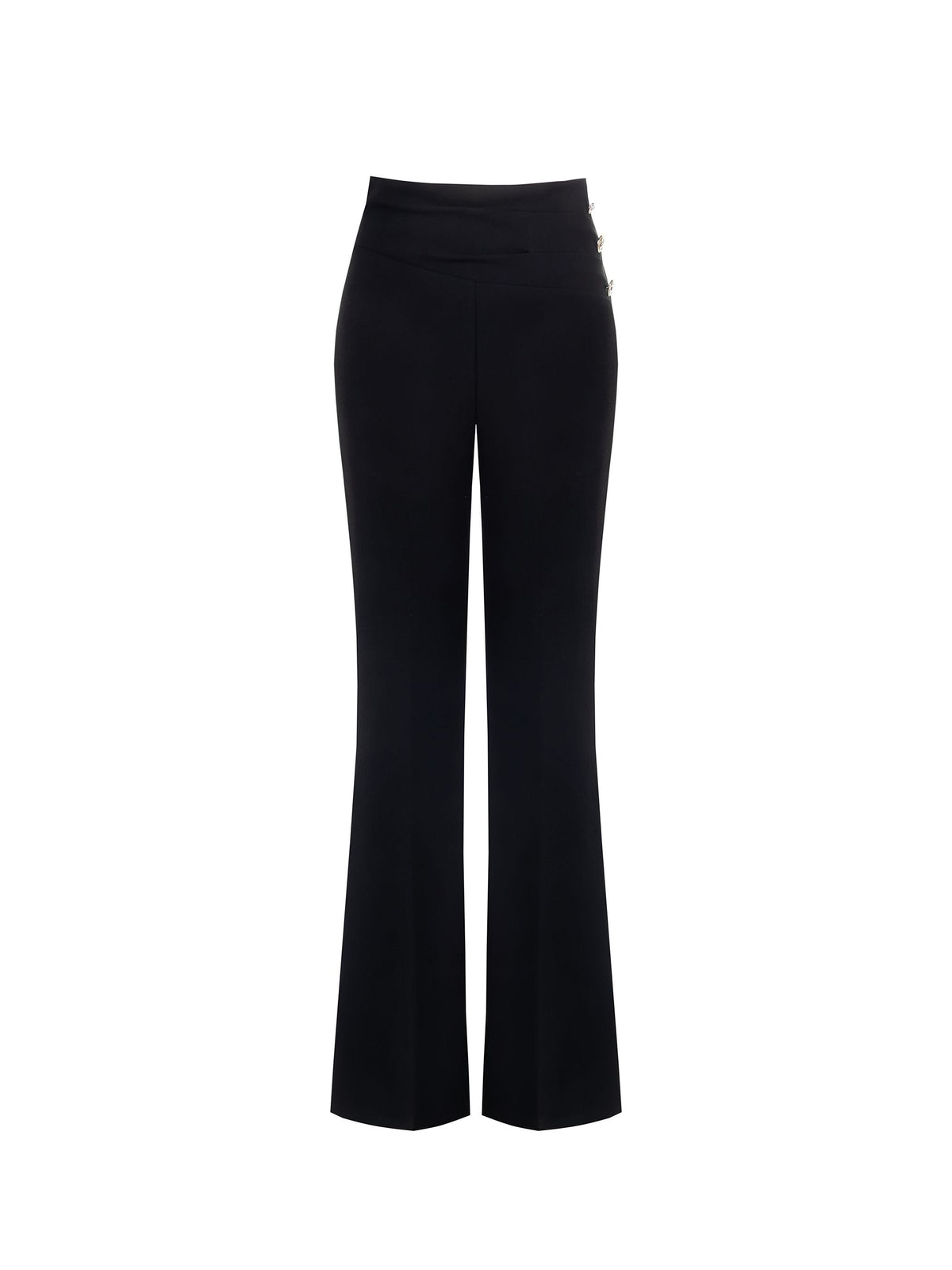 Pantalone Palazzo Vita Alta Nero con Bottoni