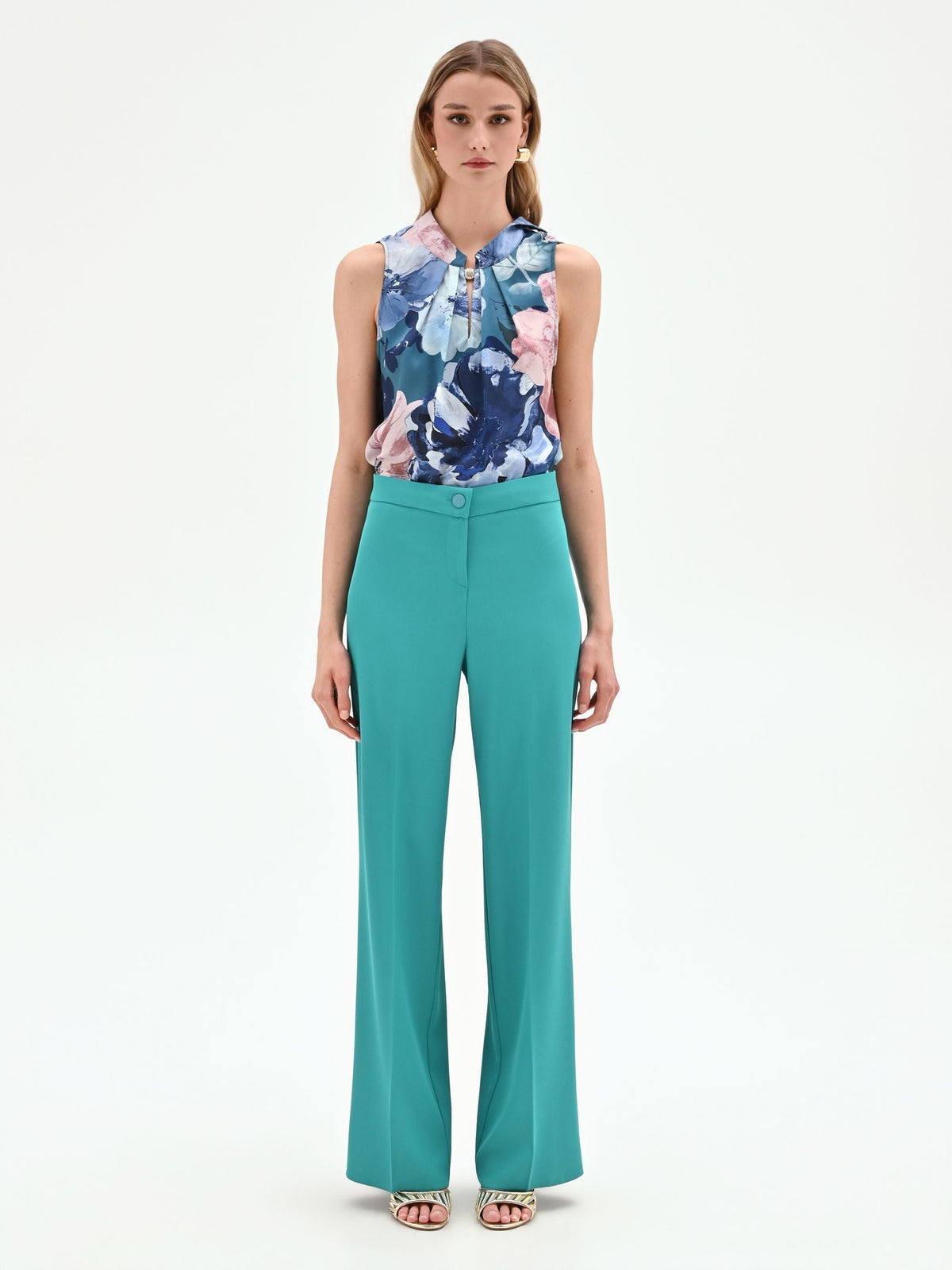 Pantalone a palazzo turchese azzurro