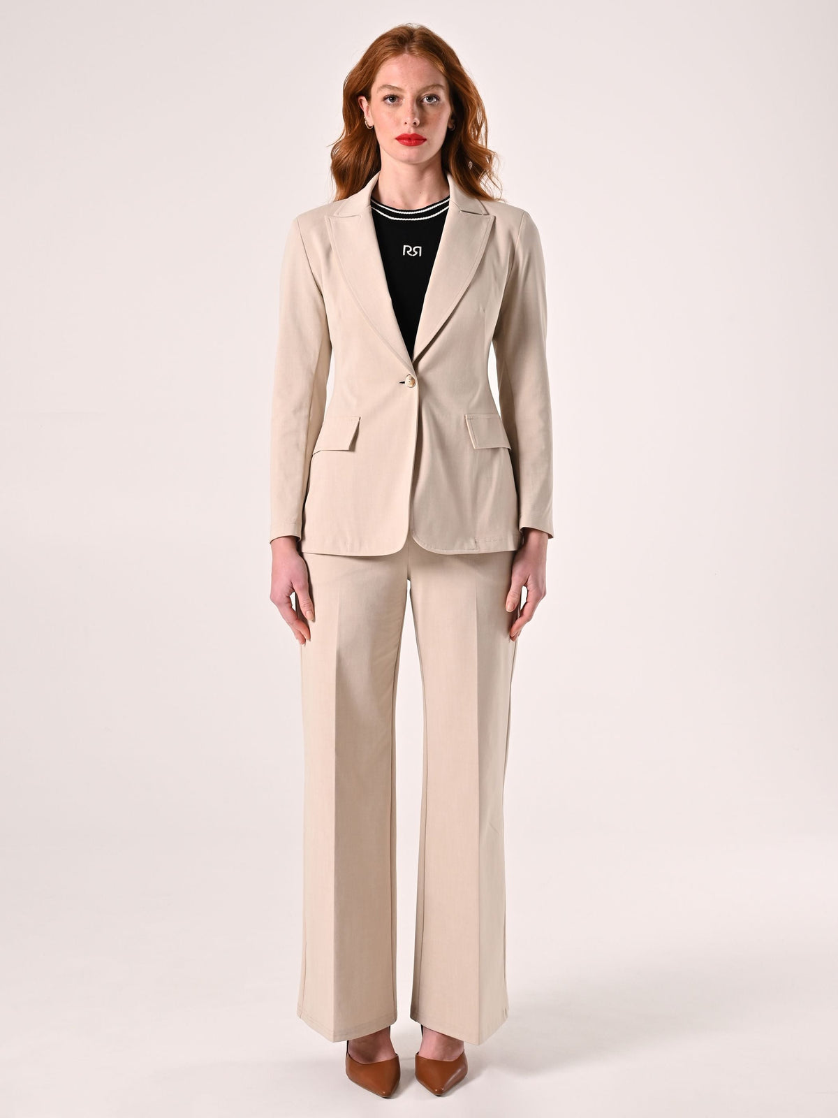 Giacca Beige in Tessuto Operato
