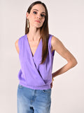 Top Incrocio in Raso Lavanda Viola