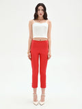 Pantalone rosso fragola con bottoni sul fondo