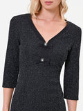 Abito corto nero in tweed con fiocchi