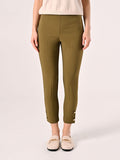 Pantaloni in Tessuto Tecnico Verde Militare con Bottoni