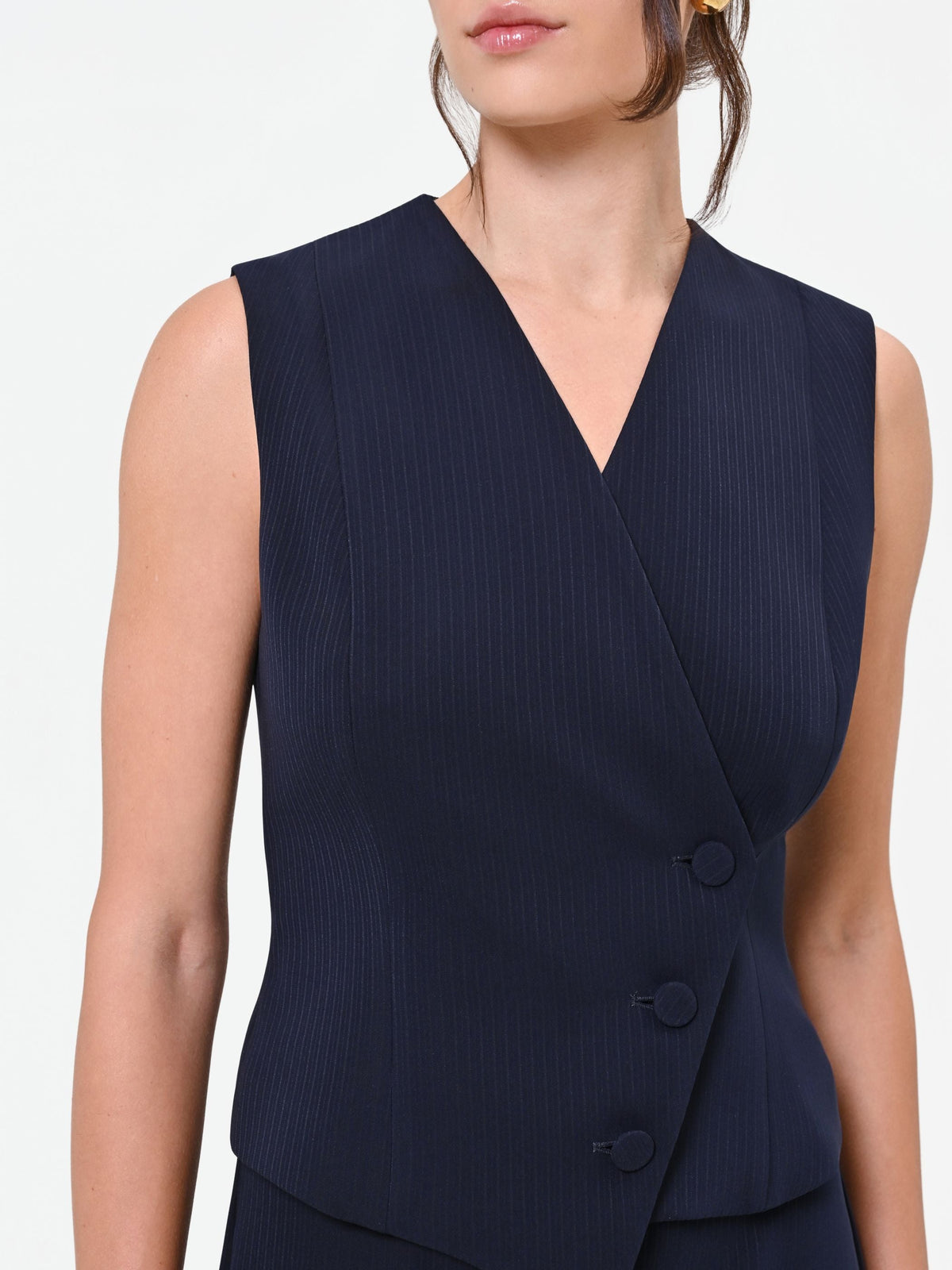 Gilet Studio gessato asimmetrico blu navy