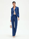 Pantalone mid flared blu brillante con fascione