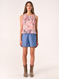 Top con Rouches stampa Floreale