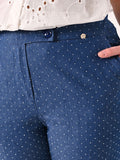 Pantaloni Curvy in Chambray con Strass