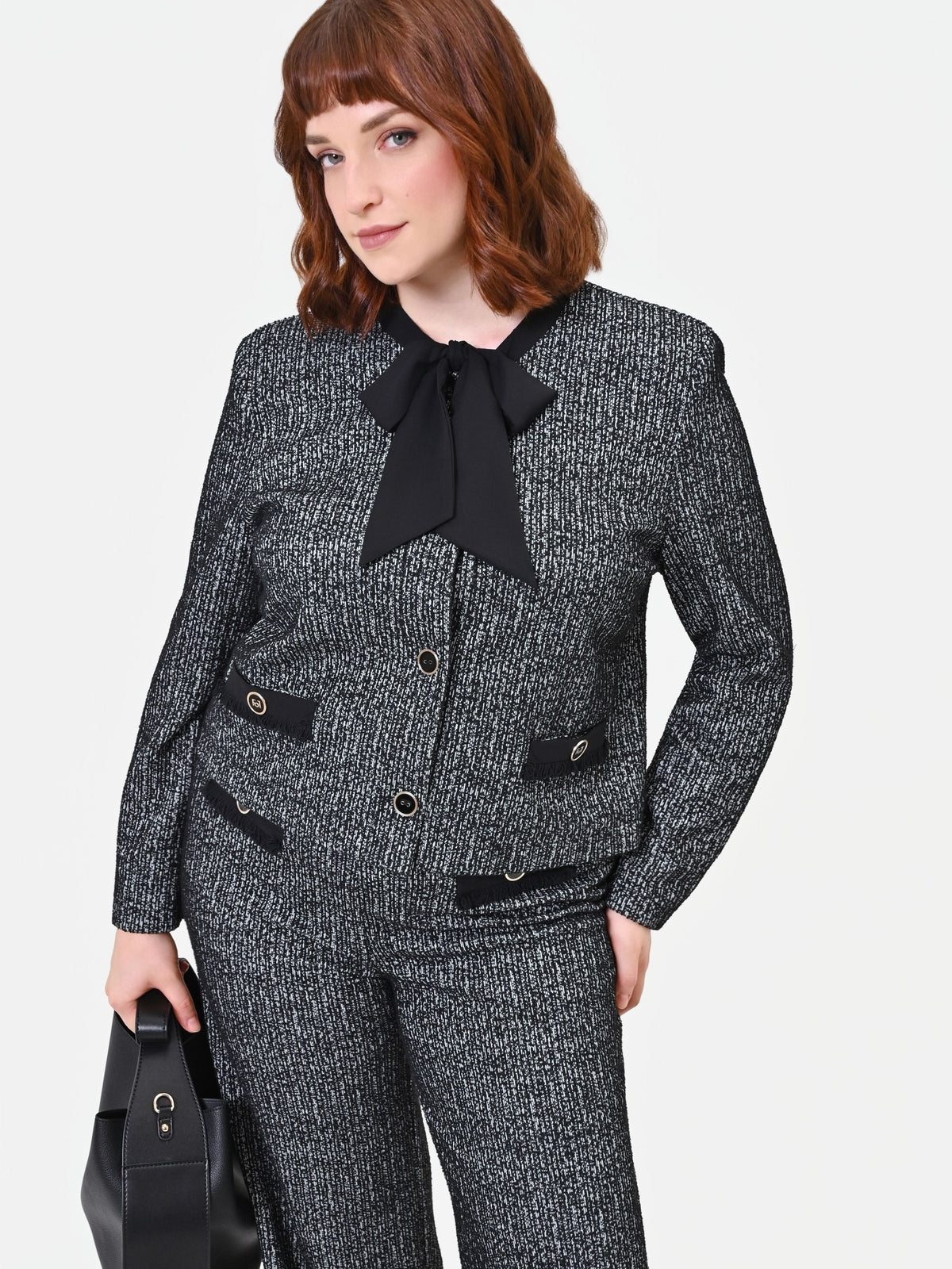 Giacca Curvy in bouclé nera
