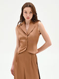 Gilet marrone bronzo con rever a lancia