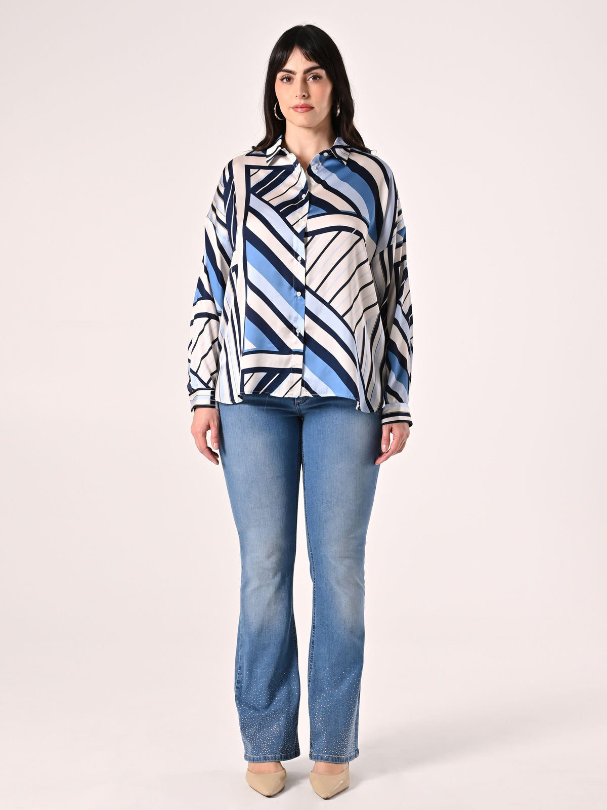 Camicia Curvy Righe Azzurre