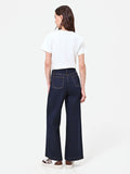 Jeans blu navy a palazzo con bottoni stile marina