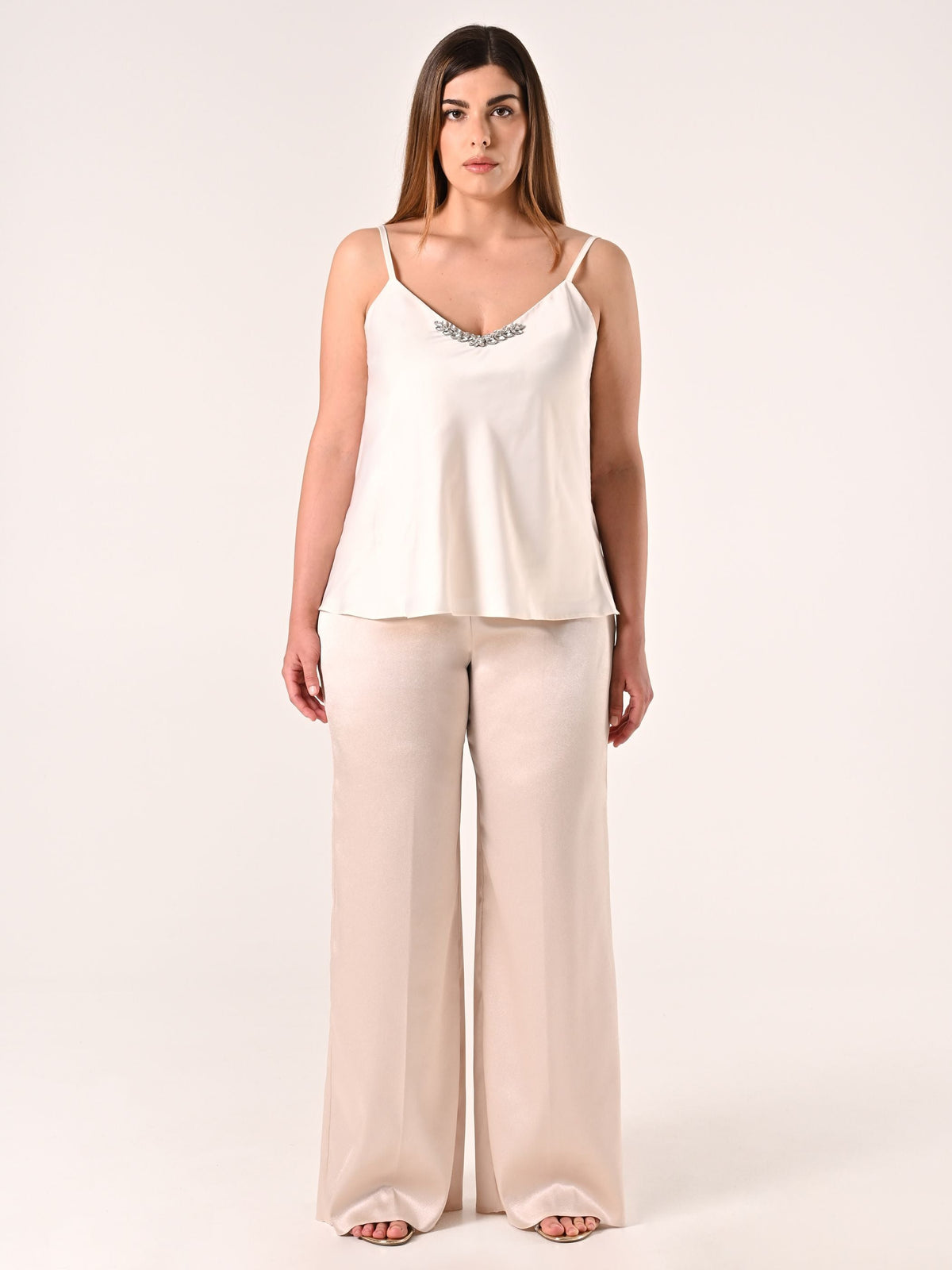 Top Curvy Bianco con Inserto Gioiello