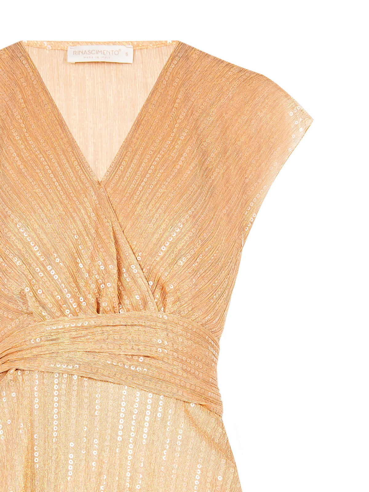 Top dorato in tessuto paillettes
