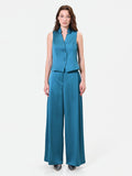 Gilet in raso blu ottanio