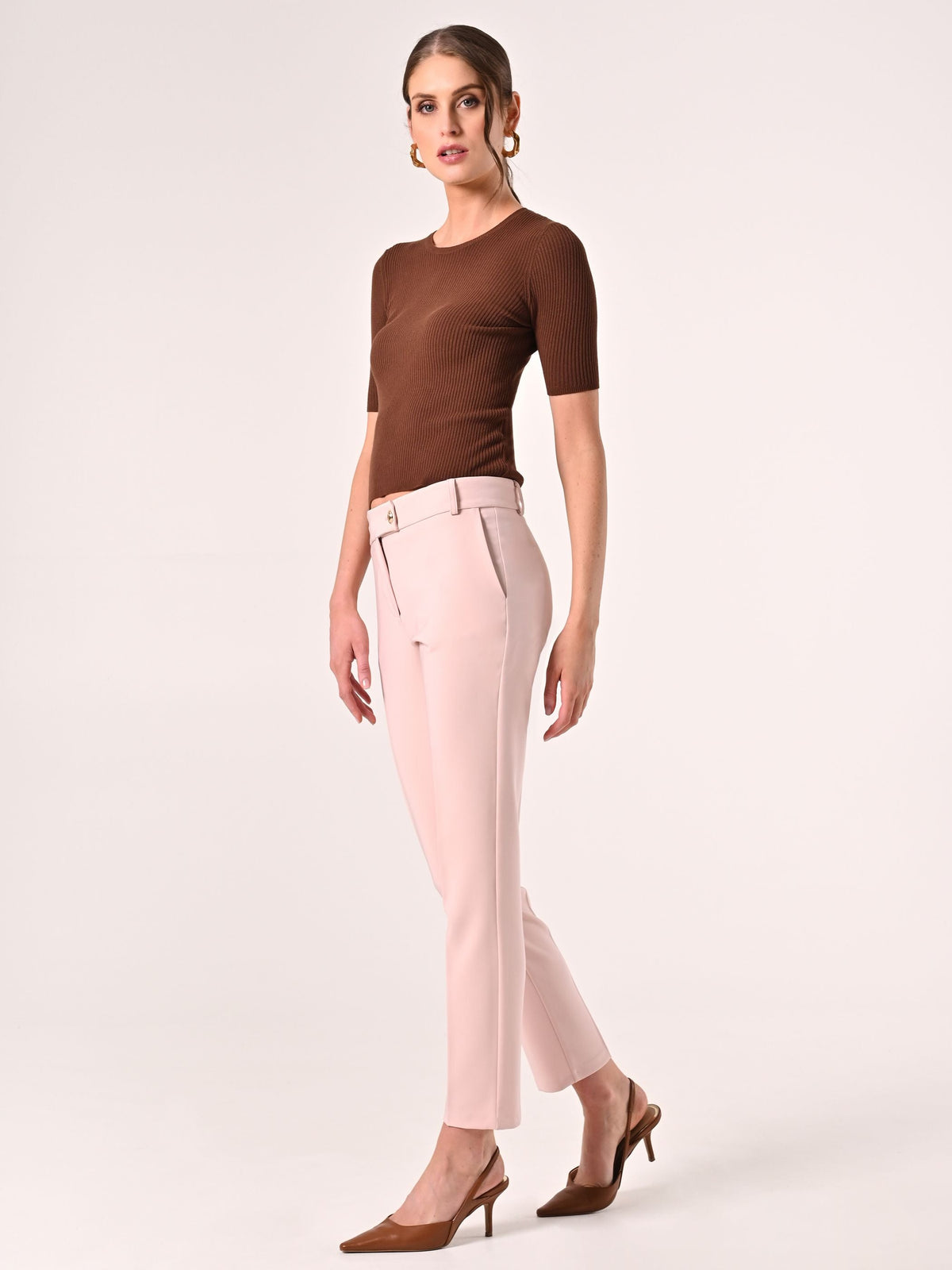 Pantaloni Rosa Chiaro in Tessuto Tecnico