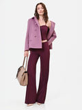 Pantalone a palazzo bordeaux rosso con piega stirata in tessuto tecnico