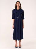 Chemisier Blu Navy in Misto Viscosa effetto Crinkle