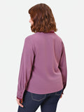 Camicia  Curvy in raso rosa antico con profili a contrasto