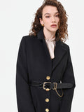 Cappotto lungo nero con inserto effetto pelliccia