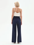 Pantalone palazzo blu in tessuto tecnico