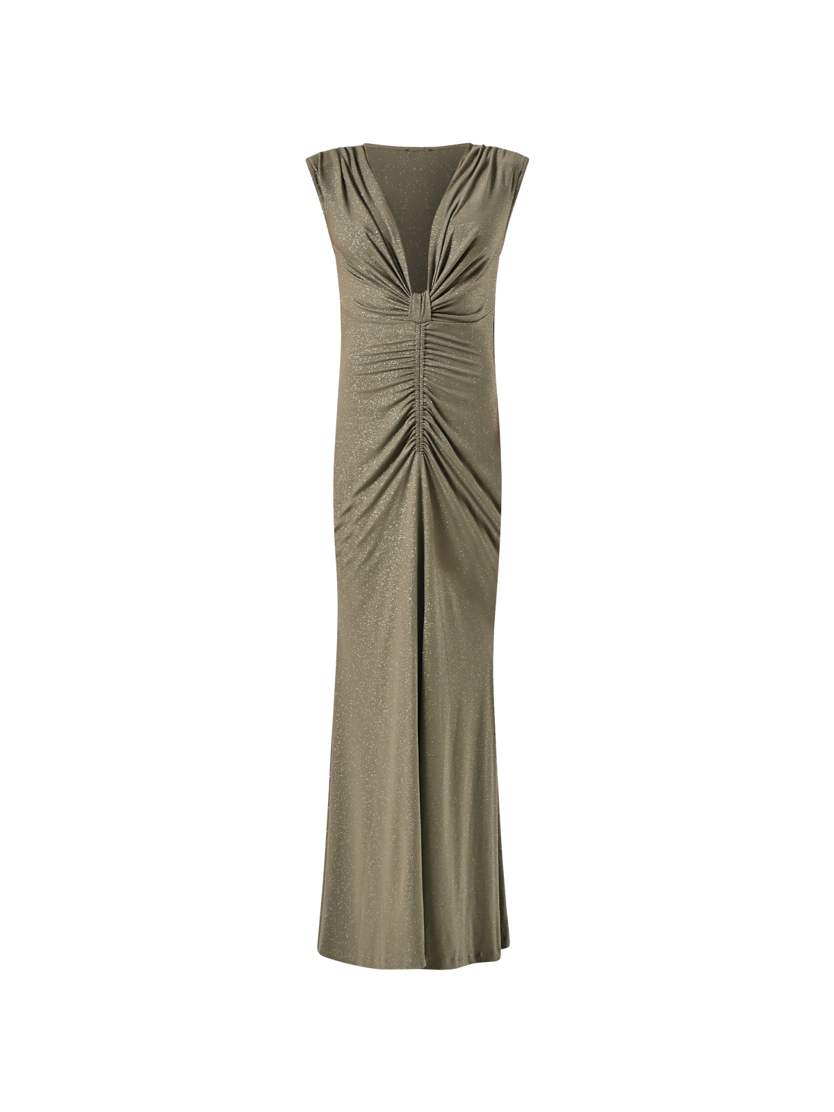 Abito Lungo Verde Militare con Glitter