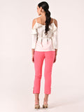 Pantaloni Rosa Camelia in Scuba mano Crepe