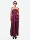 Abito lungo bordeaux con maxi fiocco