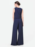 Pantalone palazzo blu navy con bottone design