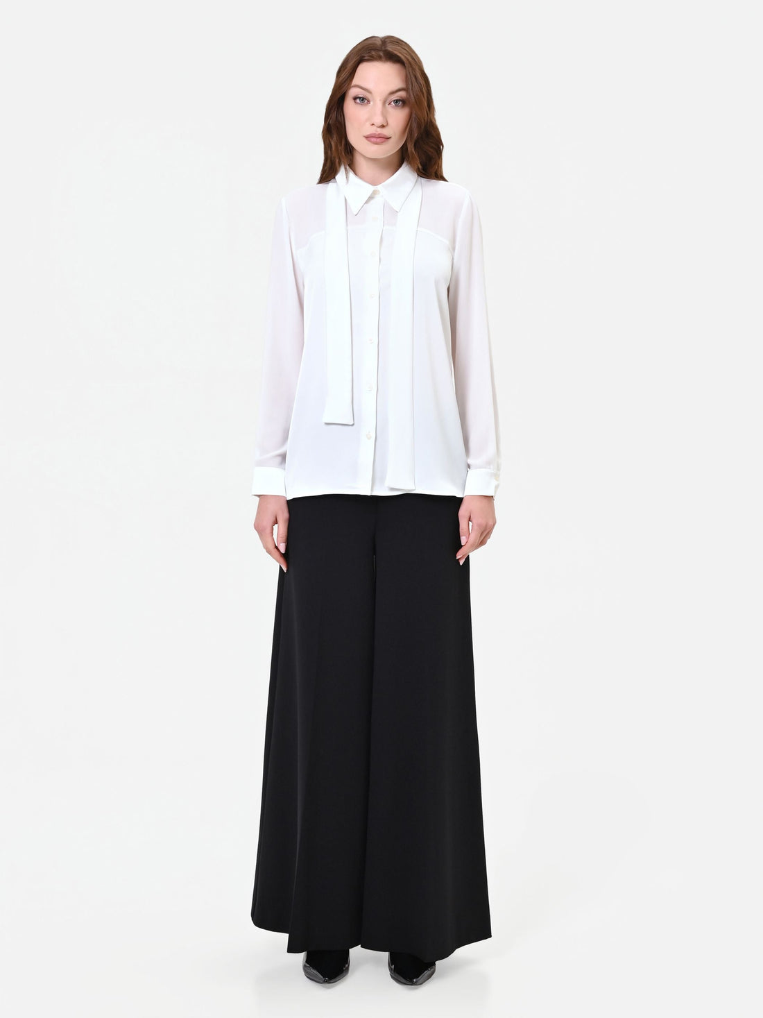 Camicia in georgette panna bianco con fusciacca