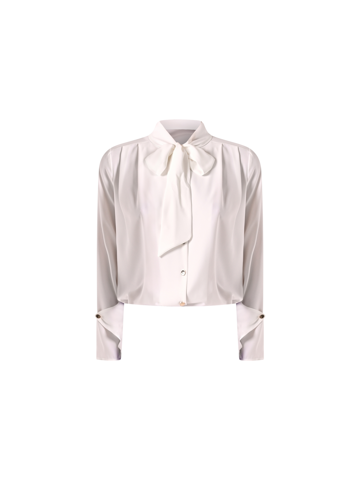 Blusa con Fiocco e Pinces Bianca