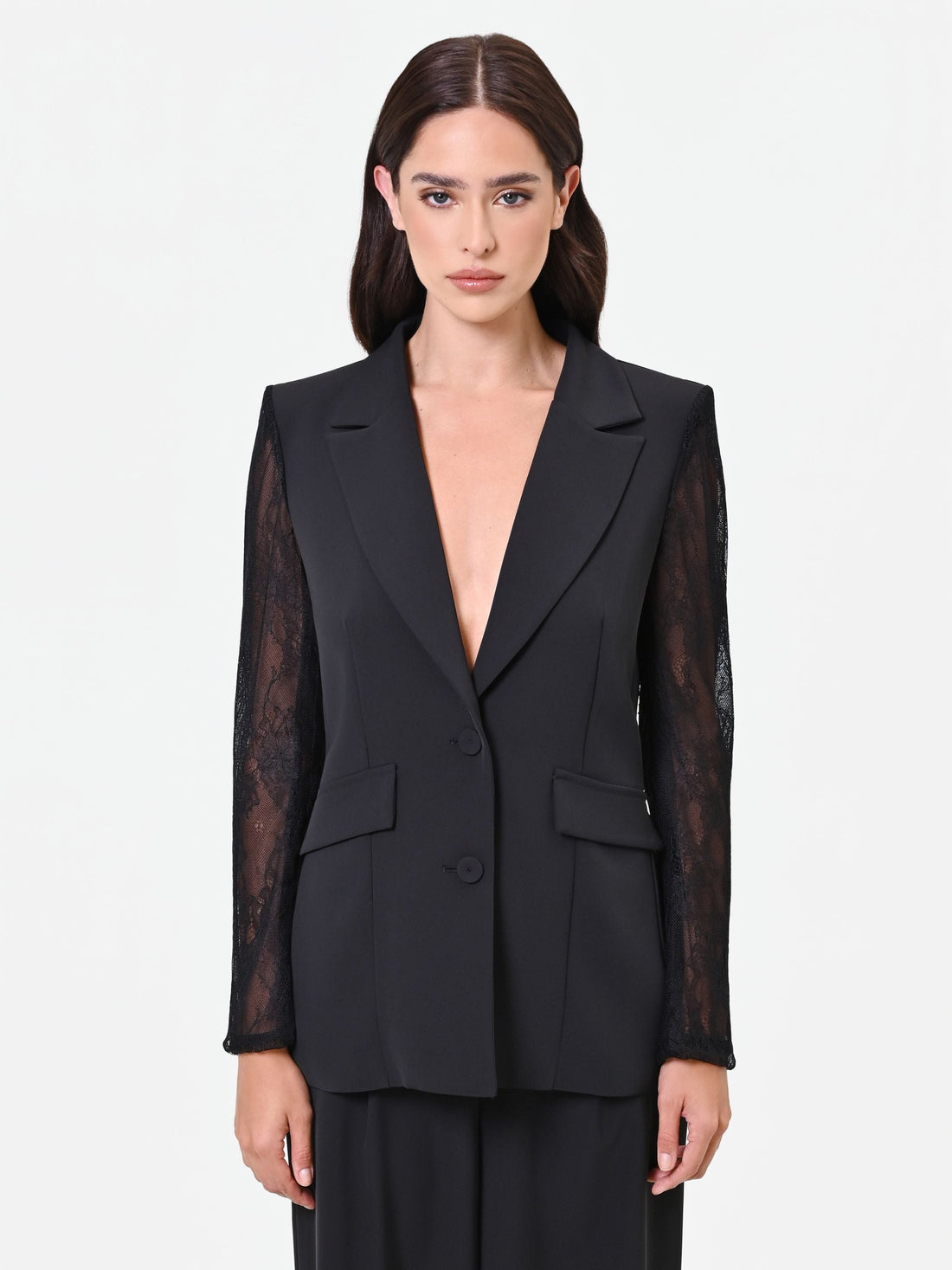 Blazer nero con maniche in pizzo