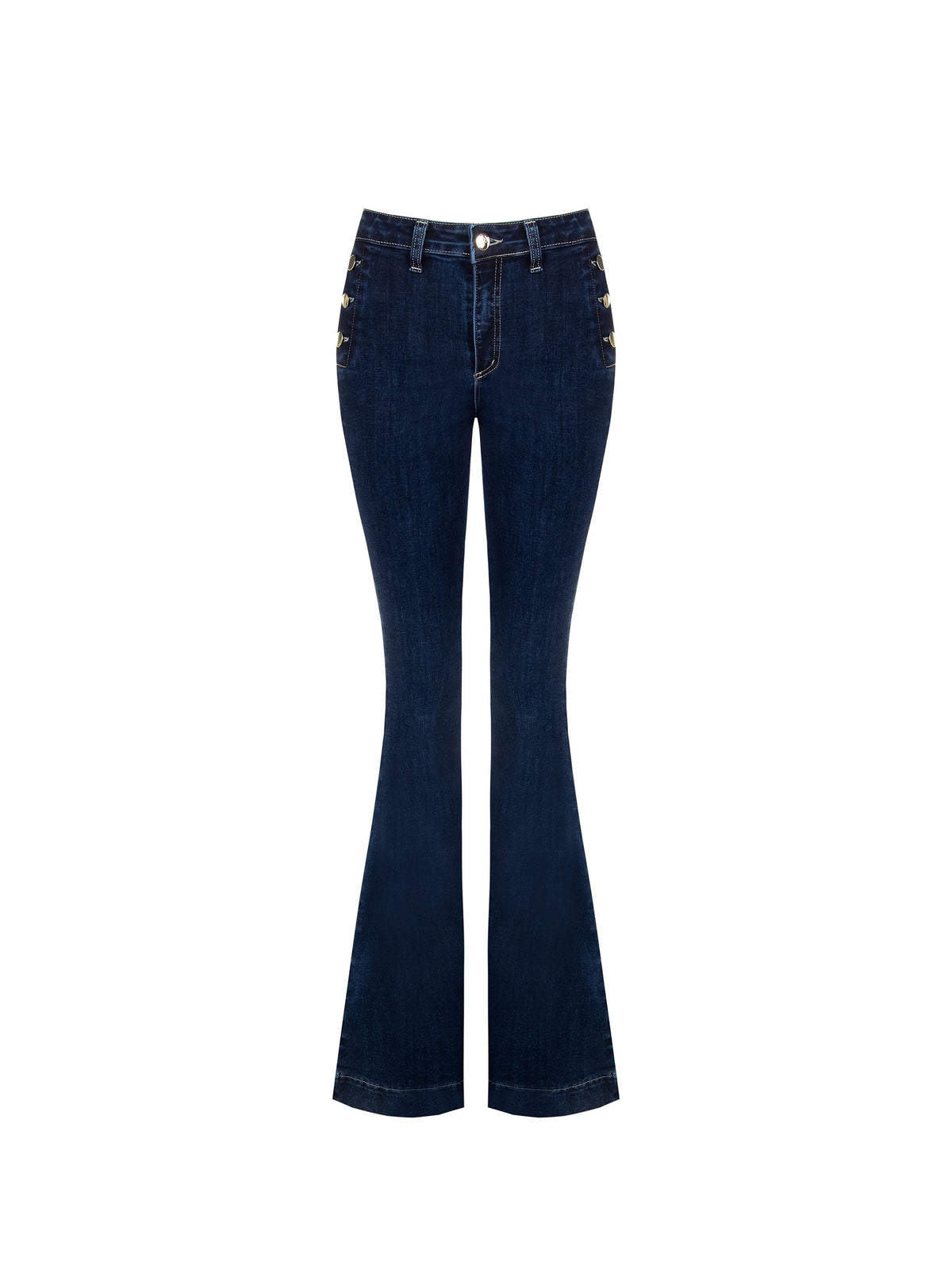 Jeans Blu a Zampa con Bottoni