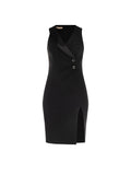 Abito Curvy  tubino nero in scuba crepe con rever