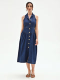 Abito chemisier blu in denim smanicato