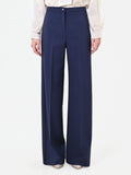 Pantalone a palazzo blu navy con piega stirata