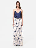 Pantalone a palazzo stampa floreale blu navy