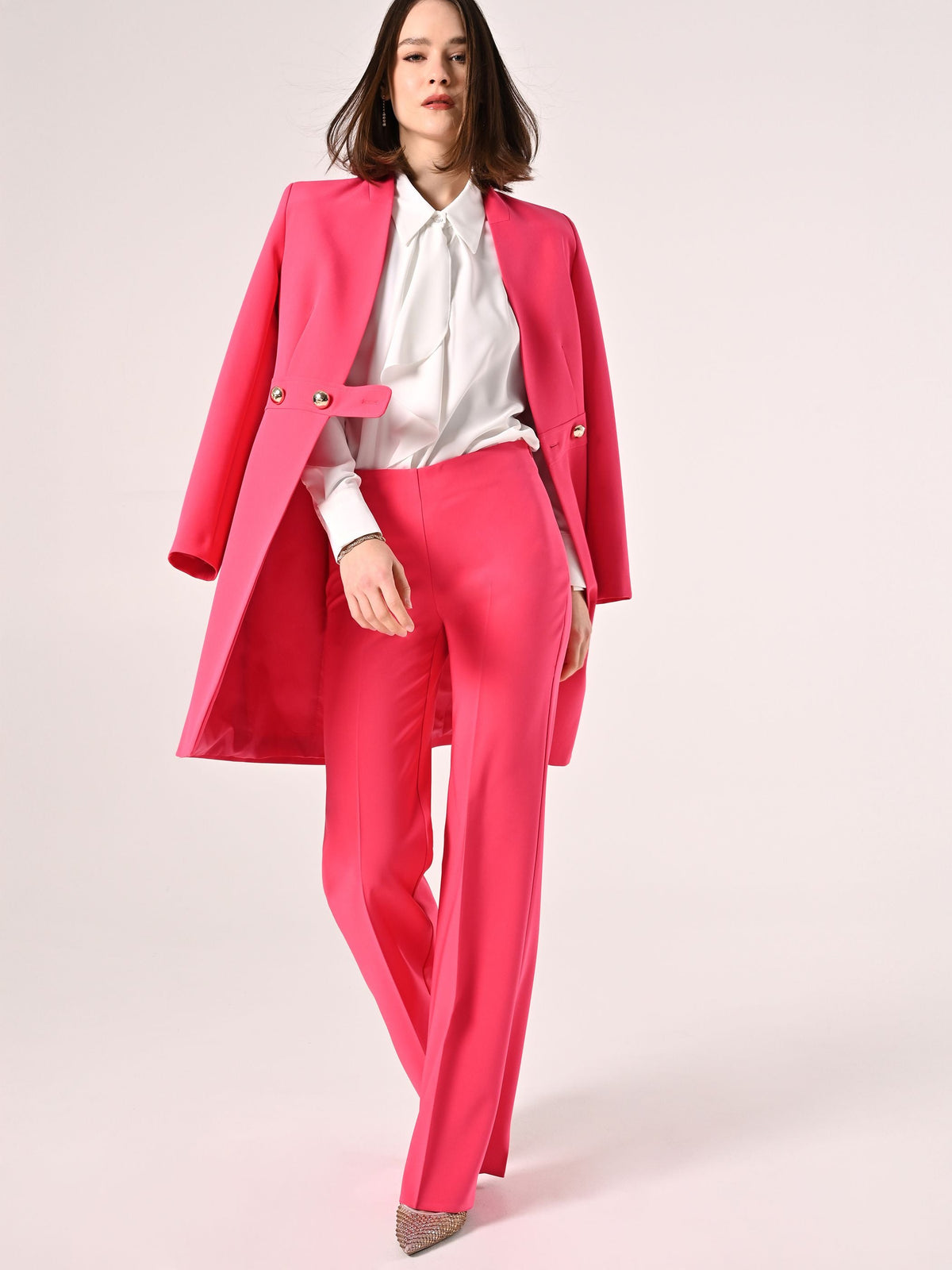 Pantaloni Palazzo Fuxia in Tessuto Tecnico