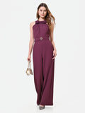 Tuta bordeaux con maxi fiocco al collo