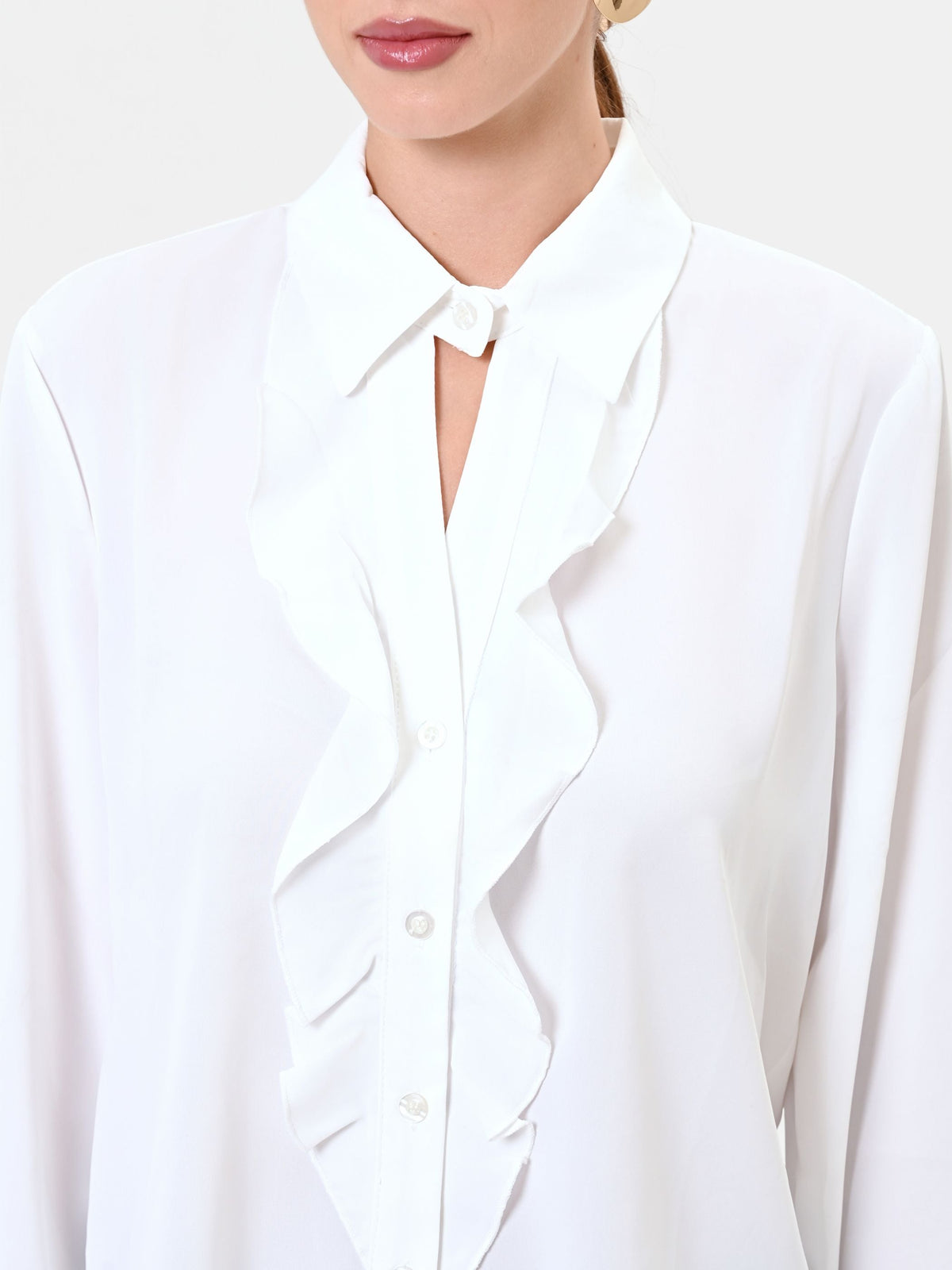 Camicia panna con volant