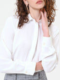Camicia panna in raso con abbottonatura nascosta