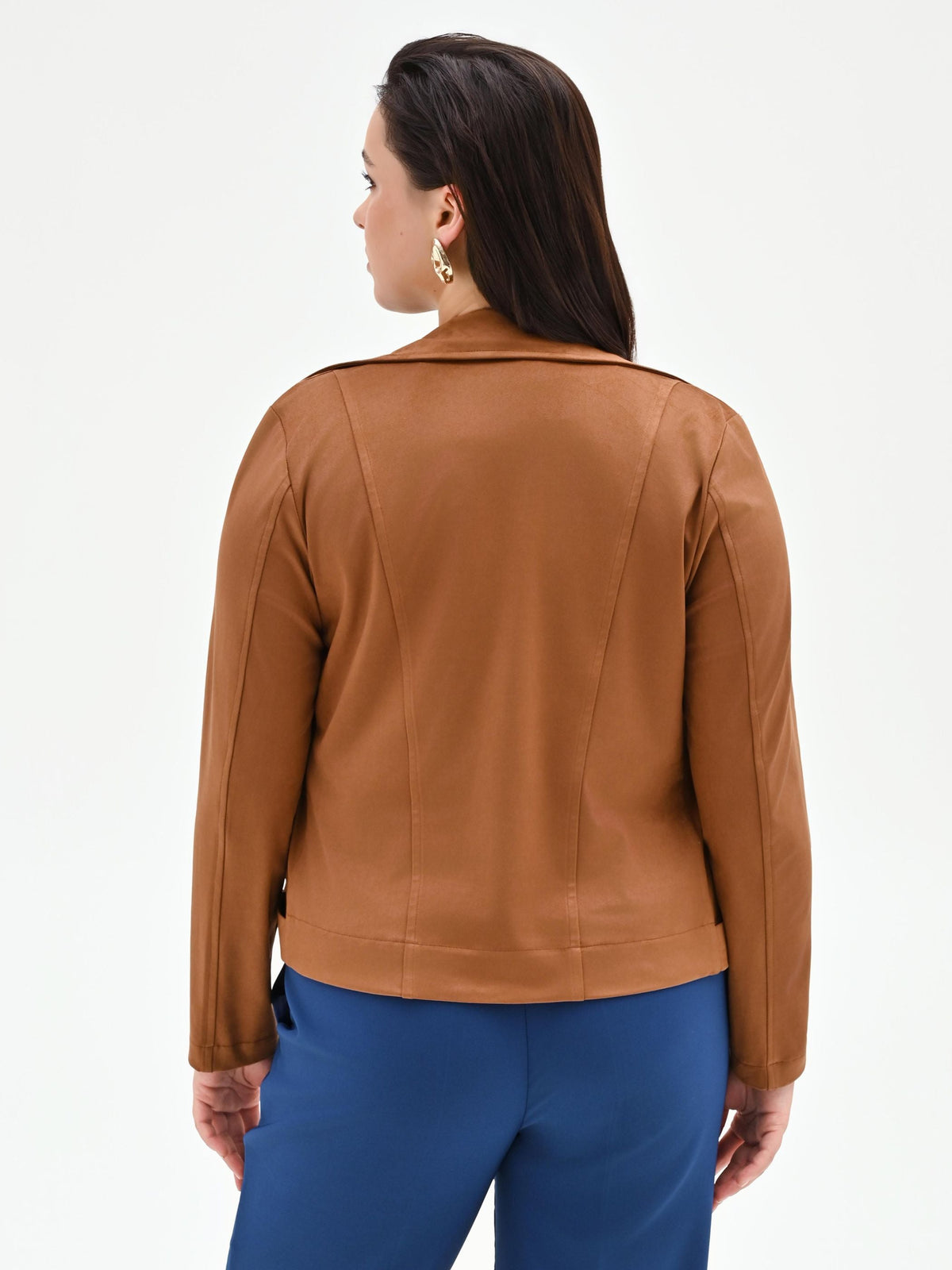 Giubbotto Curvy cammello effetto scamosciato